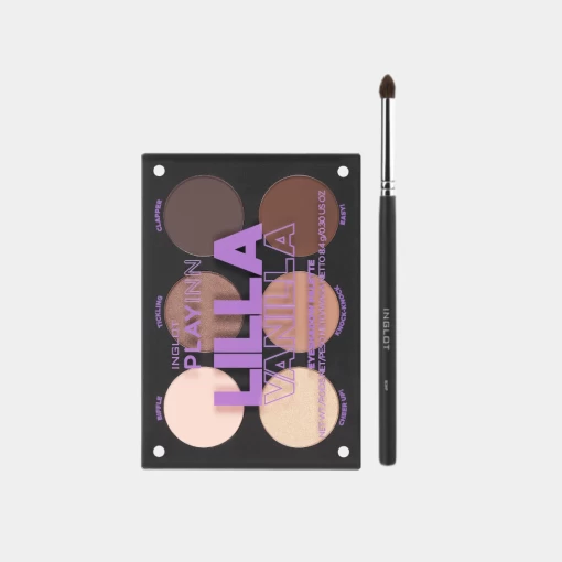 Bảng Phấn Mắt Tông Nâu Thanh Lịch Playinn Eye Shadow Palette Lilla Vanilla + Cọ Trang Điểm Mắt 8Ohp/S