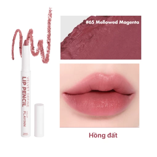 Son Bút Chì Kẻ Viền Môi & Son Môi Playinn Velvet Define Lip Pencil Mellowed Magenta 65 (1.6G)